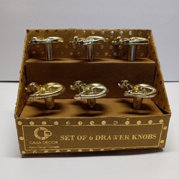 Casa Decor Home Design Concepts Set Of 6 Golden Monkey Drawer Knobs New - Picture 2 of 8